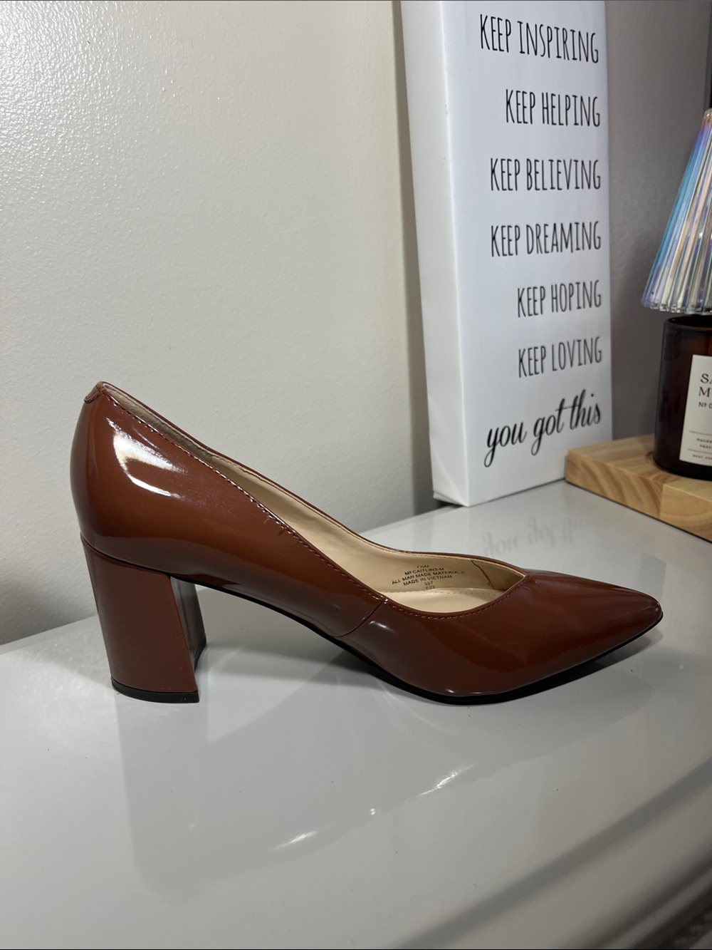 Marc Fisher Glossy Chestnut Pointed-Toe Pumps - Picture 5 of 9